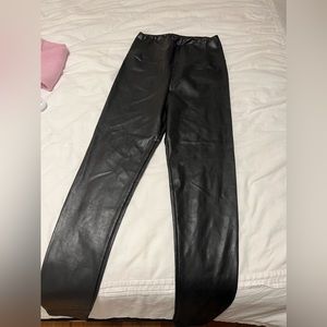Aritzia Wilfred Black Leather Leggings